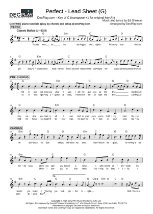 Perfect – Ed Sheeran from Divide (2017) Sheet Music with Chords