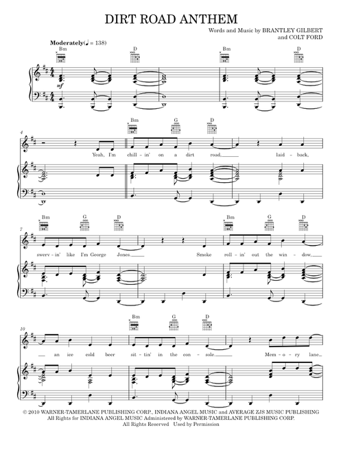 Dirt road anthem - Jason Aldean (Piano-Vocal-Guitar)
