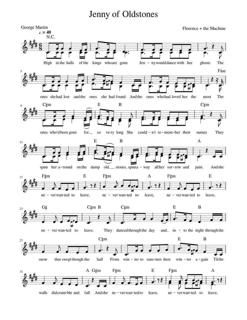Jenny of Oldstones (Game of Thrones) Sheet music for Vocals (Solo