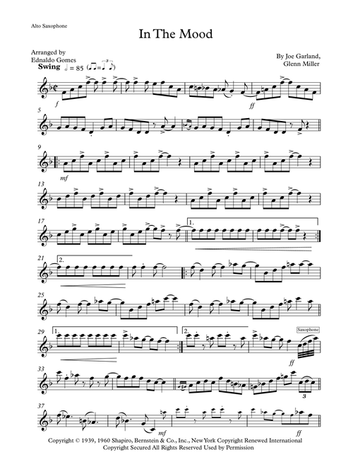 In The Mood (Arr. Ednaldo Gomes) - Ernie Field's Orchestra (Alto Sax Solo)
