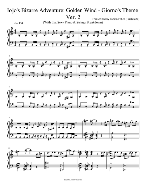 Jojo s Bizarre Adventure Golden Wind Giorno's Theme Ver 2