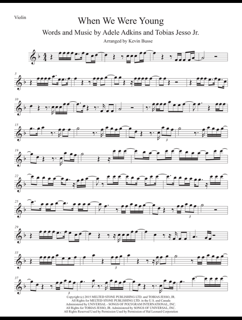 When We Were Young (Arr. Kevin Busse) - Adele (Violin Solo)