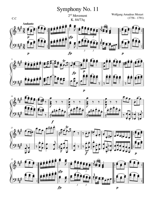 Mozart's Symphony 11 sheet music by Cursed Composer | Play, print