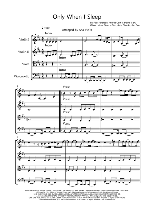 Only When I Sleep (Arr. Ana Vieira) - The Corrs (String Quartet)