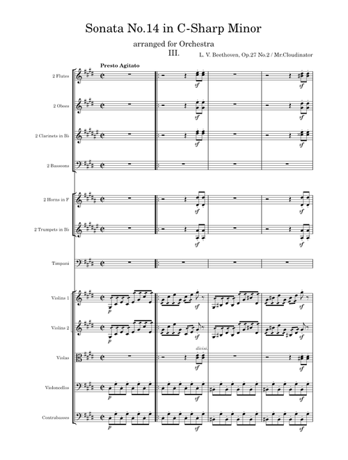 Piano Sonata No. 14 In C-Sharp Minor "Moonlight" (III. Presto Agitato) Arranged for orchestra