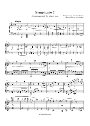 DVORAK Symphony No.7 1st movement for piano solo Sheet Music for