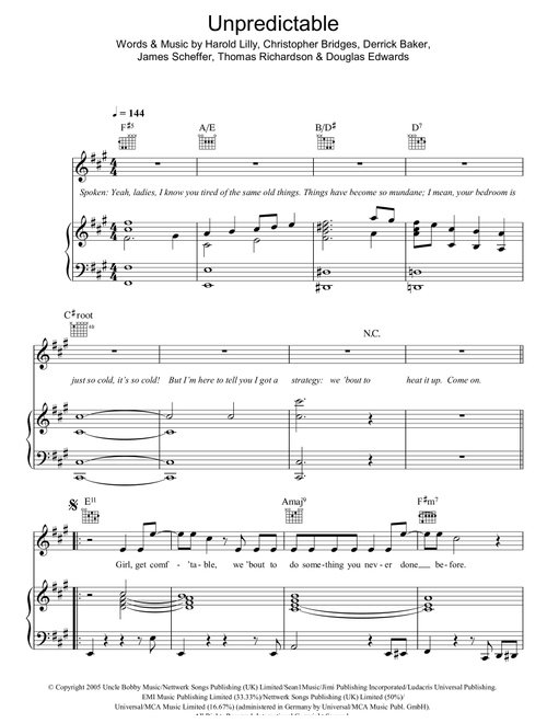Unpredictable - Jamie Foxx (Piano-Vocal-Guitar (Piano Accompaniment))