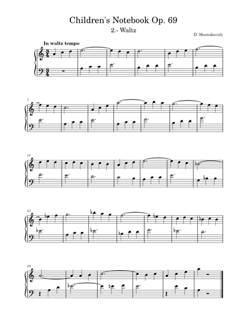 Children's notebook, op.69. 2.- Waltz – Dmitri Shostakovich
