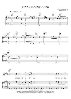 Play Official version of The Final Countdown Sheet Music by Europe for ...