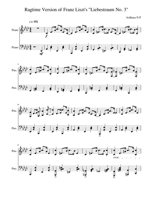 Ragtime Version of Franz Liszt's "Liebestraum No. 3"