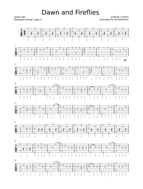 夜明けと蛍 – n-buna 夜明けと蛍 Dawn and Fireflies (guitar tab)