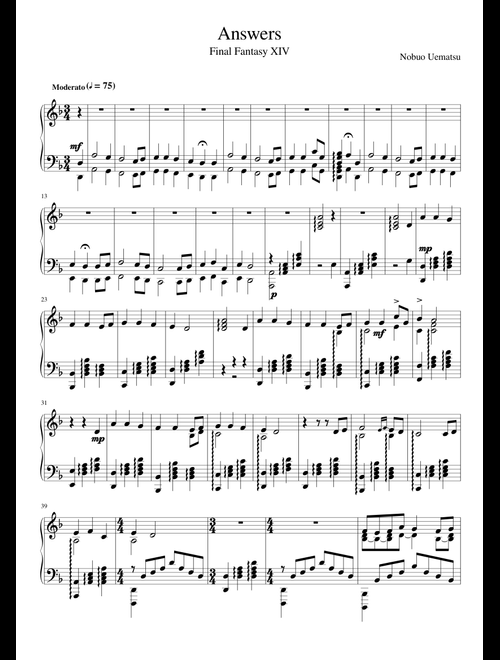 FFXIV piano sheet music by mdgalldvm | Play, print, and download