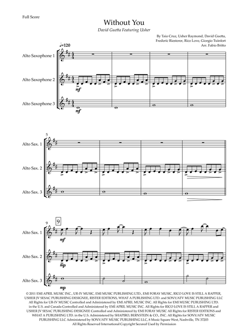 Without You (Arr. Fabio Britto) - David Guetta Featuring Usher (Woodwind Ensemble)
