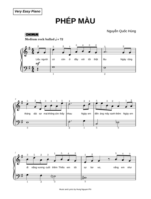 PHÉP MÀU - Nguyễn Quốc Hùng (Very Easy Piano)
