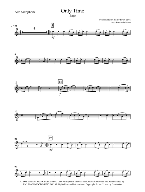 Only Time (Arr. Fernando Britto) - Enya (Alto Sax Solo)
