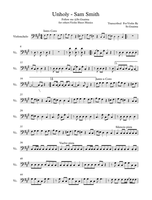Unholy (Arr. Sr. Guaima) - Sam Smith Feat. Kim Petras (Cello Solo)