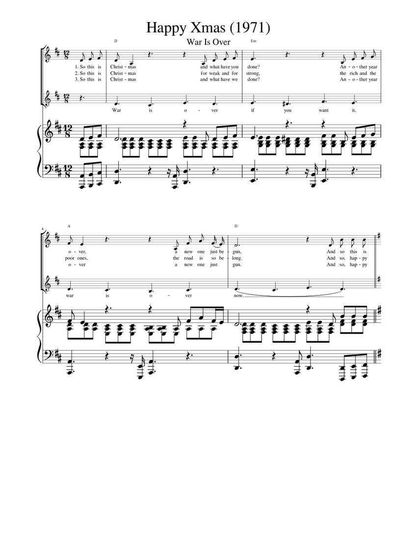 Happy Xmas Sheet music for Piano, Vocals (Solo)