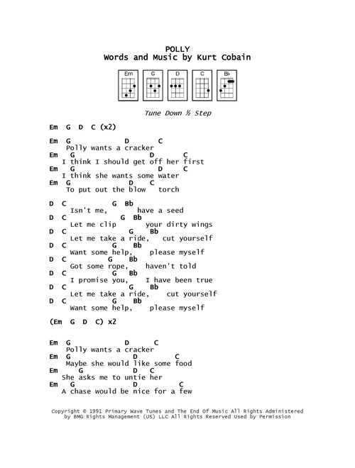 (New Wave) Polly (Arr. Leo Baeza) - Nirvana (Ukulele Chords-Lyrics)