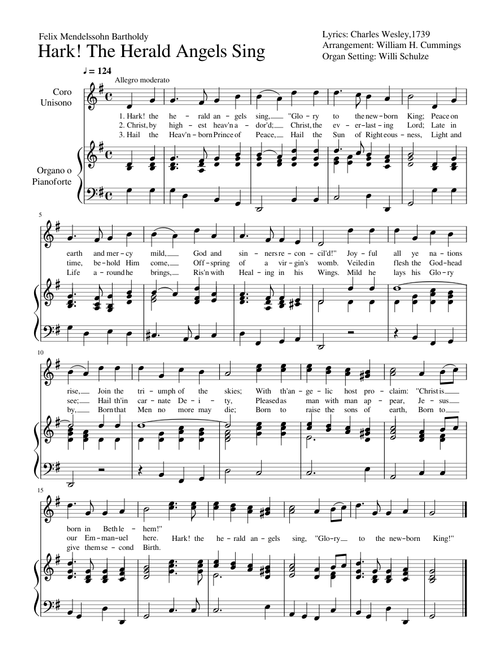 Hark! The Herald Angels Sing For Piano and Vocals