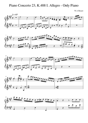 Mozart - Piano Concerto N°23 K488 - I. Allegro - pour piano solo