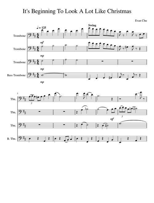 Its beginning to look a lot like christmas – trombone quartet