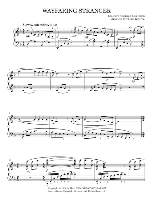 Wayfaring Stranger - Southern American Folk Hymn (Piano Solo)