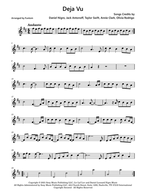 Deja VU (Arr. Funtom) - Olivia Rodrigo (Violin Solo)