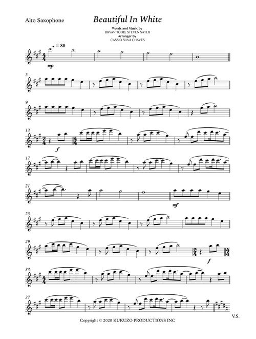 Beautiful In White (Arr. Cássio Silva Chaves) - Steven Sater, Bryan Todd (Alto Sax Solo)