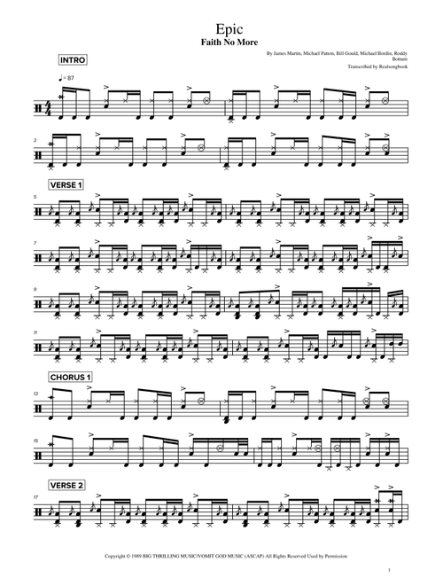 Epic (Arr. Realsongbook) - Faith No More (Drums)