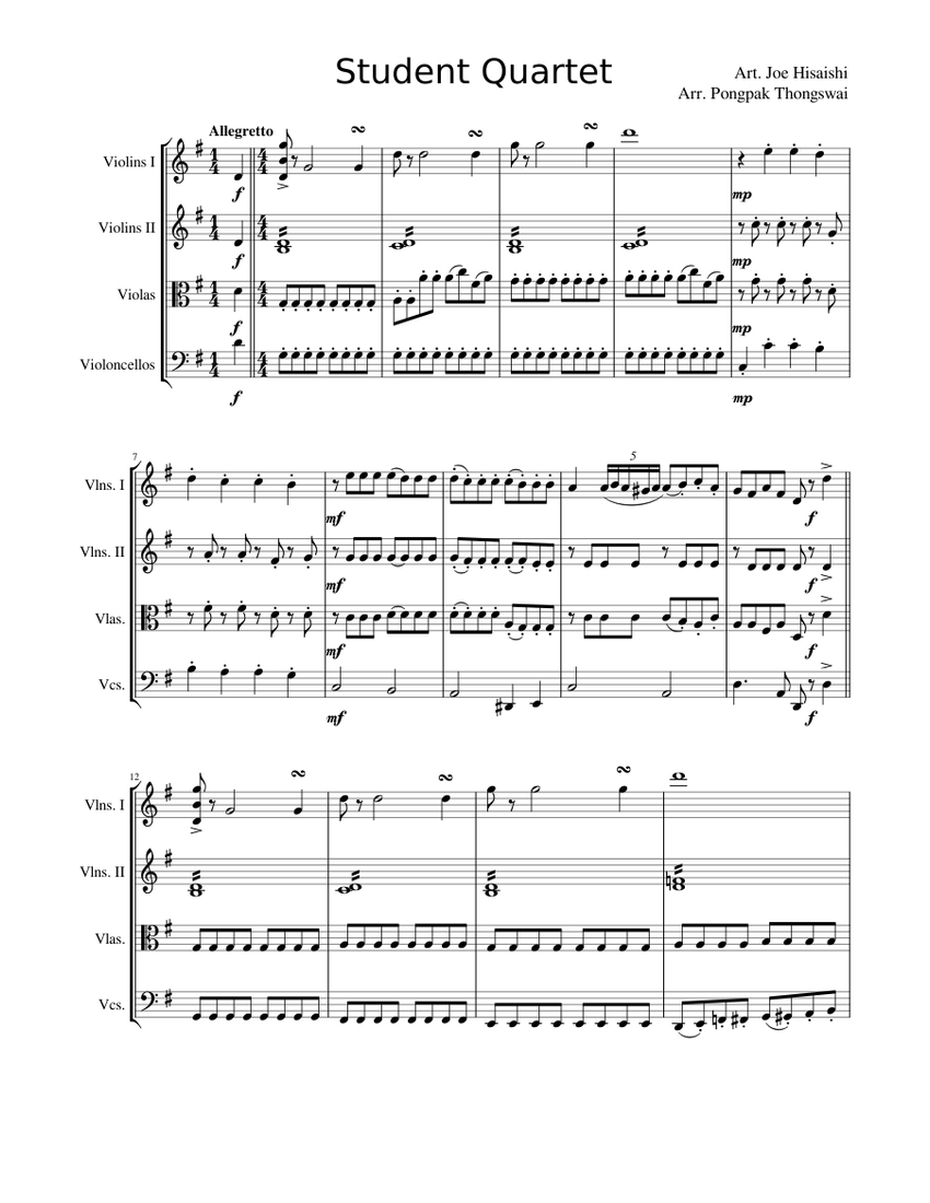 String Quartet Music Program Example Student Quartet Sheet music for Strings group (Mixed Quartet ...