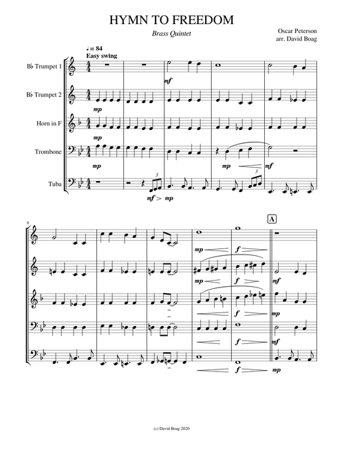 HYMN TO FREEDOM  - Brass Quintet