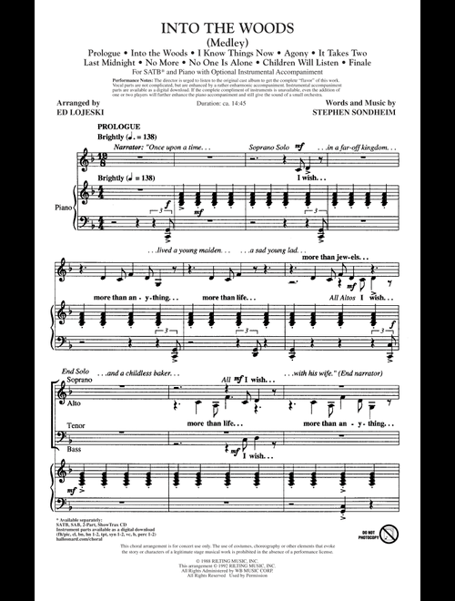 Into The Woods (Medley) (Arr. Ed Lojeski) - Stephen Sondheim (Choral, SATB)