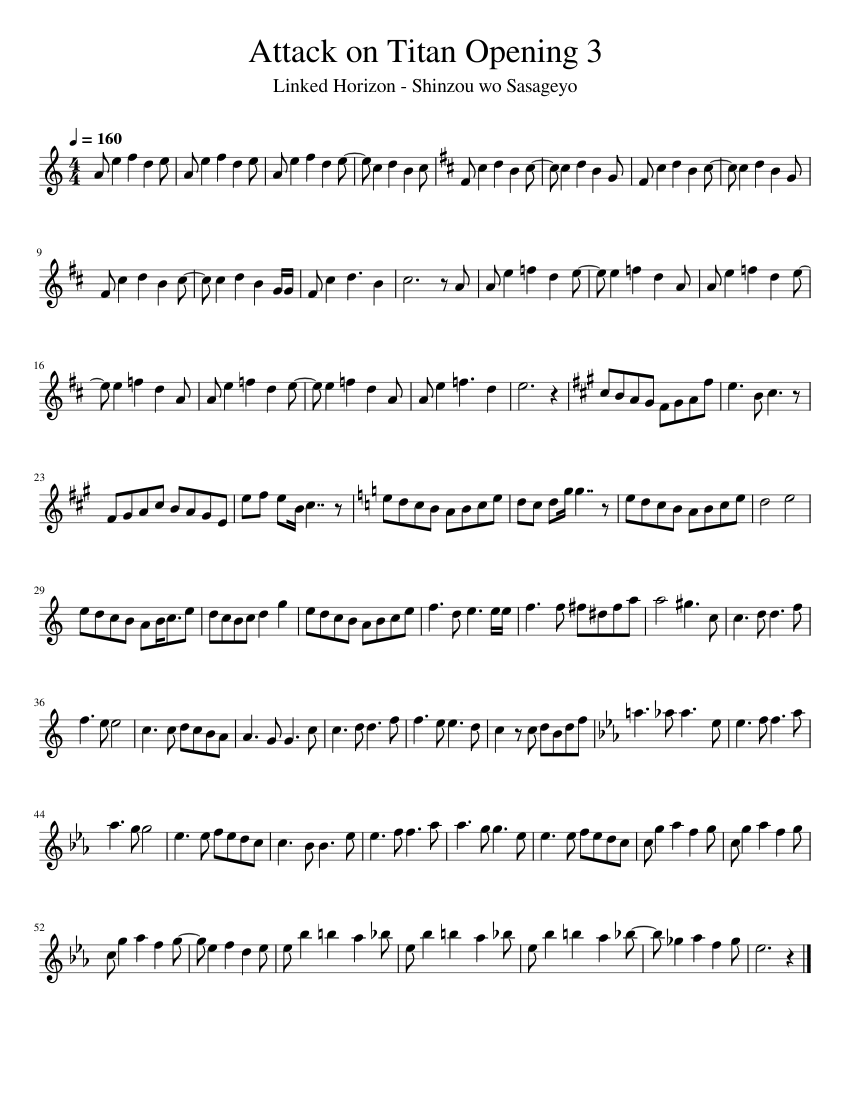 Attack On Titan Opening 3 Sheet Music for Flute (Solo) | MuseScore.com Attack On Titan Opening 3 Sheet Music for Flute (Solo) | MuseScore.com