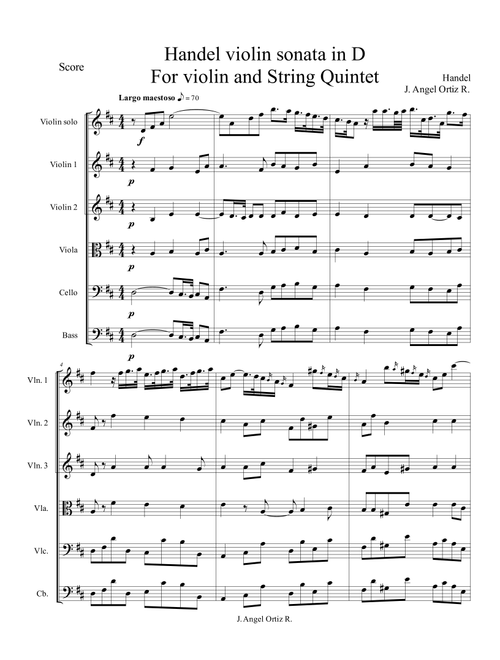 violin sonata in D (Arr. José angel Ortiz ramirez) - George Frideric Handel (String Ensemble)