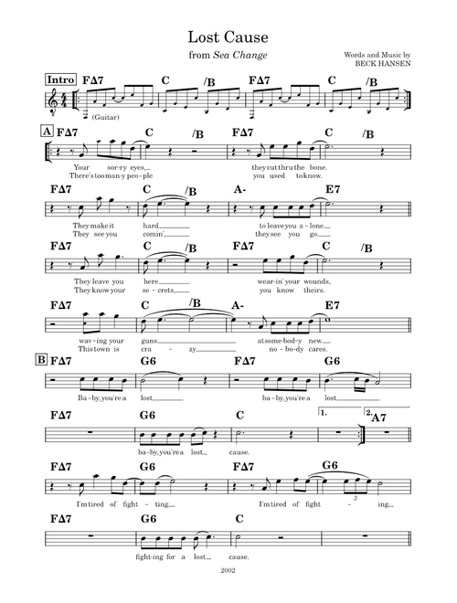 Beck – Lost Cause Lead Sheet (C)
