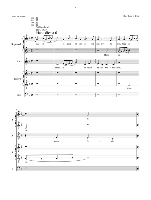 Haec dies à 6 - William Byrd