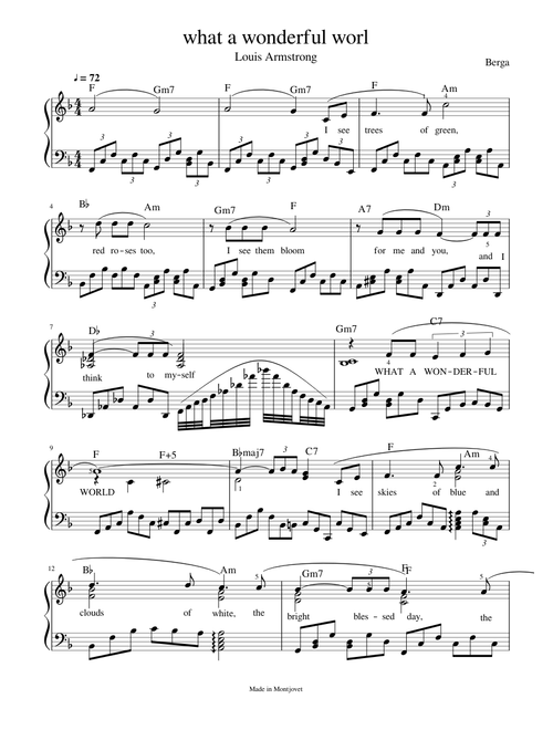 What a Wonderful World, Louis Armstorng, Jazz Piano solo .