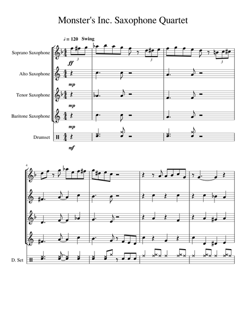 Monster's Inc. Saxophone Quartet