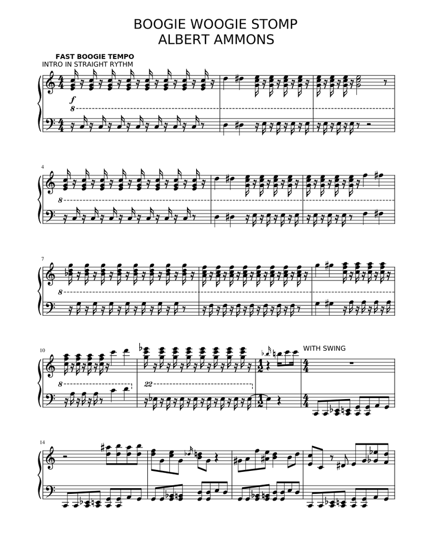 Boogie Woogie Stomp HARD version Sheet Music for Piano (Solo