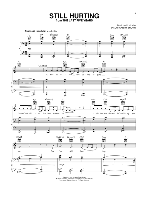 Still Hurting (from The Last 5 Years) - Jason Robert Brown (Vocal Pro + Piano-Guitar)