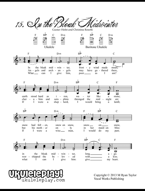 In the Bleak Midwinter : Duet with Chord Indications (Arr. M. Ryan Taylor) - Gustav Holst (Large Ensemble)