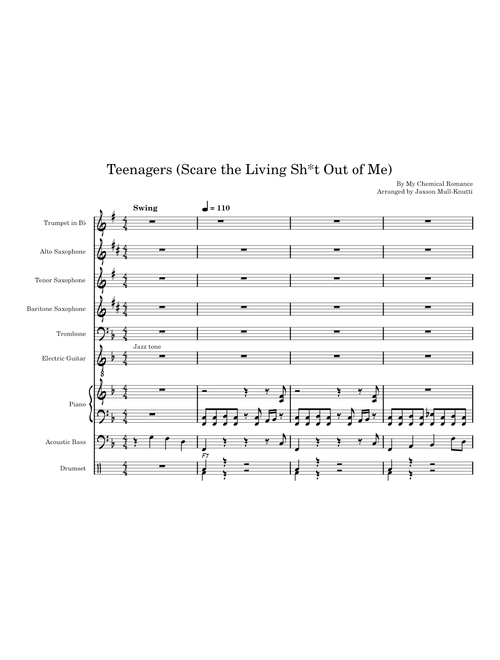 Teenagers Jazz Band Arrangement in F
