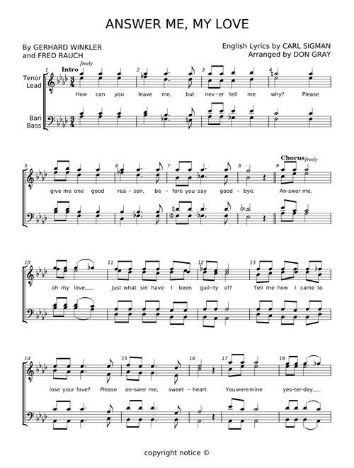 Answer me, my love - Gerhard Winkler, Fred Rauch