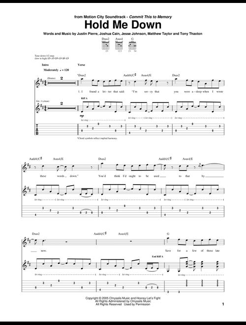 Hold Me Down - Motion City Soundtrack (Guitar Tab)