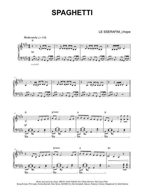 SPAGHETTI  - LE SSERAFIM, j-hope (Piano)