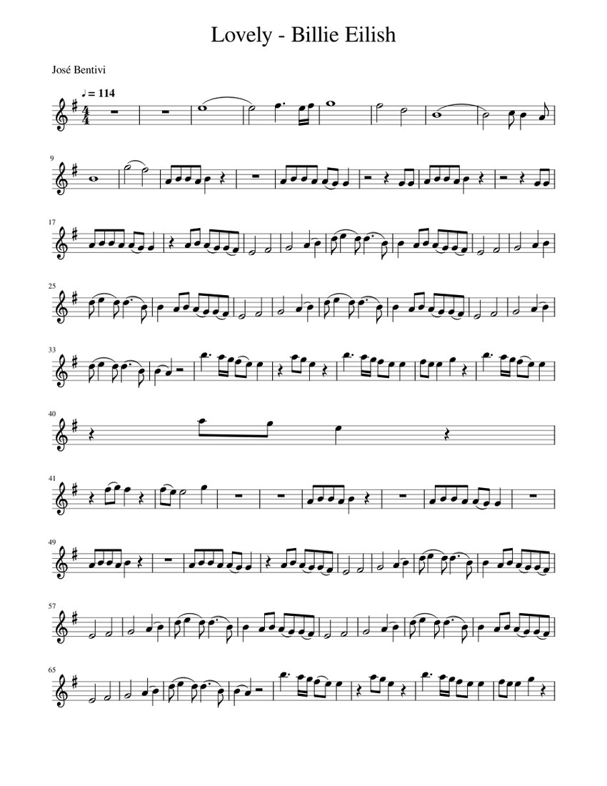 Lovely Billie Eilish Sheet music for Flute (Solo)