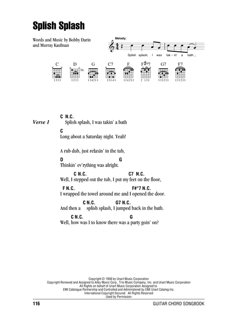 Splish Splash - Bobby Darin (Guitar Chords-Lyrics)