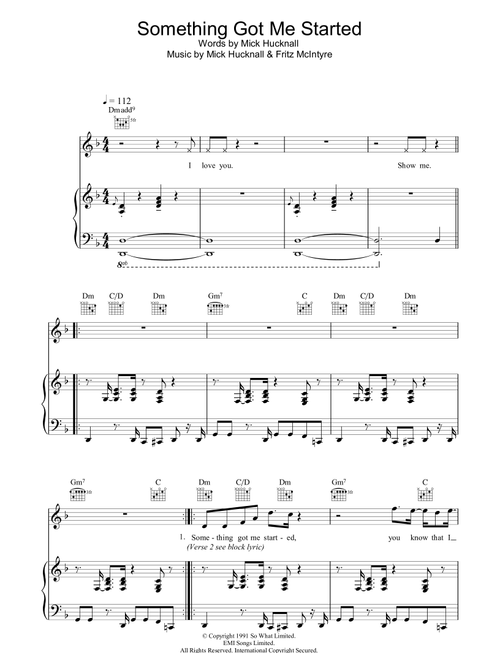 Something Got Me Started - Simply Red (Piano-Vocal-Guitar (Piano Accompaniment))