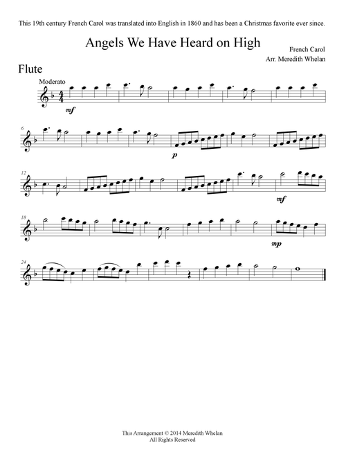 Christmas Duets for Flute & Piano:  Angels We Have Heard on High (Arr. Meredith Whelan) - French Carol (Instrumental Solo (with Piano Accompaniment))
