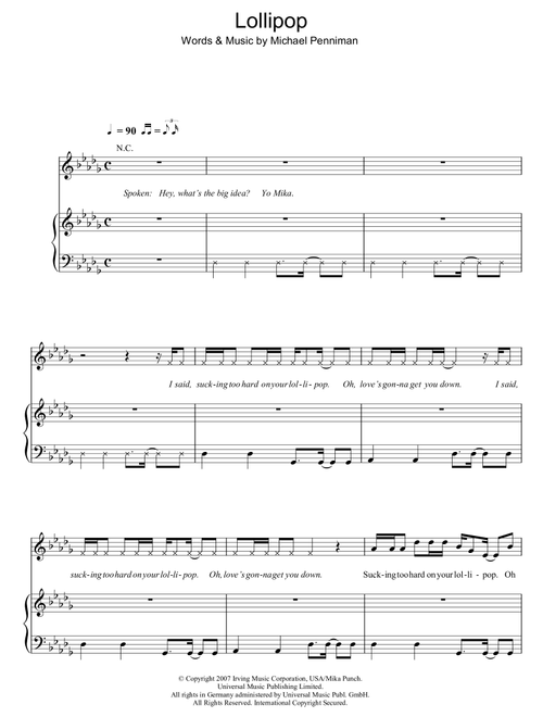 Lollipop - Mika (Piano-Vocal-Guitar (Piano Accompaniment))